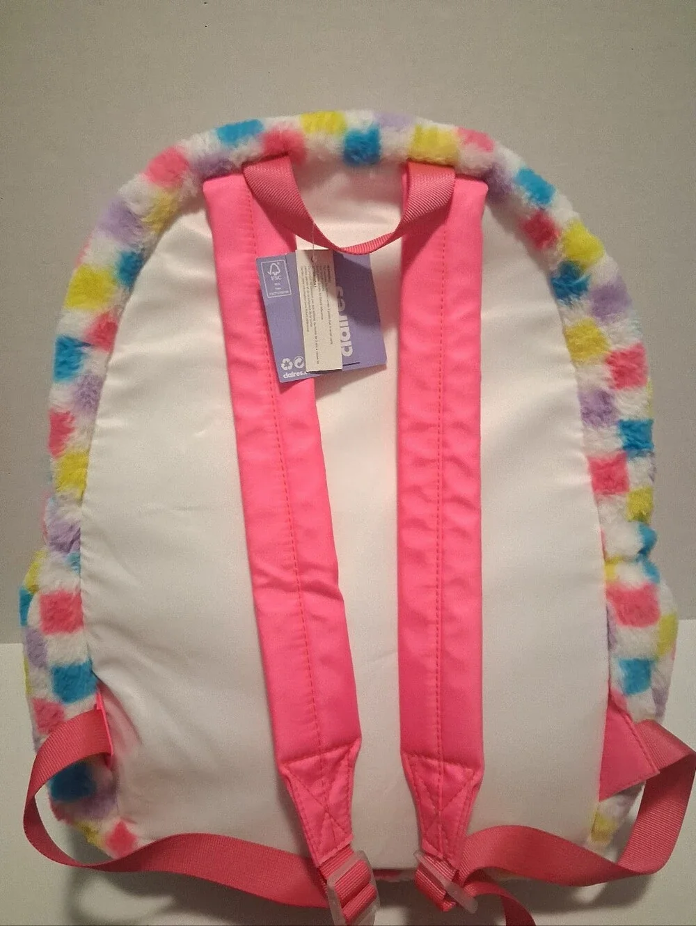 Claires Fluffy School Backpack With Backpack Clip NWT